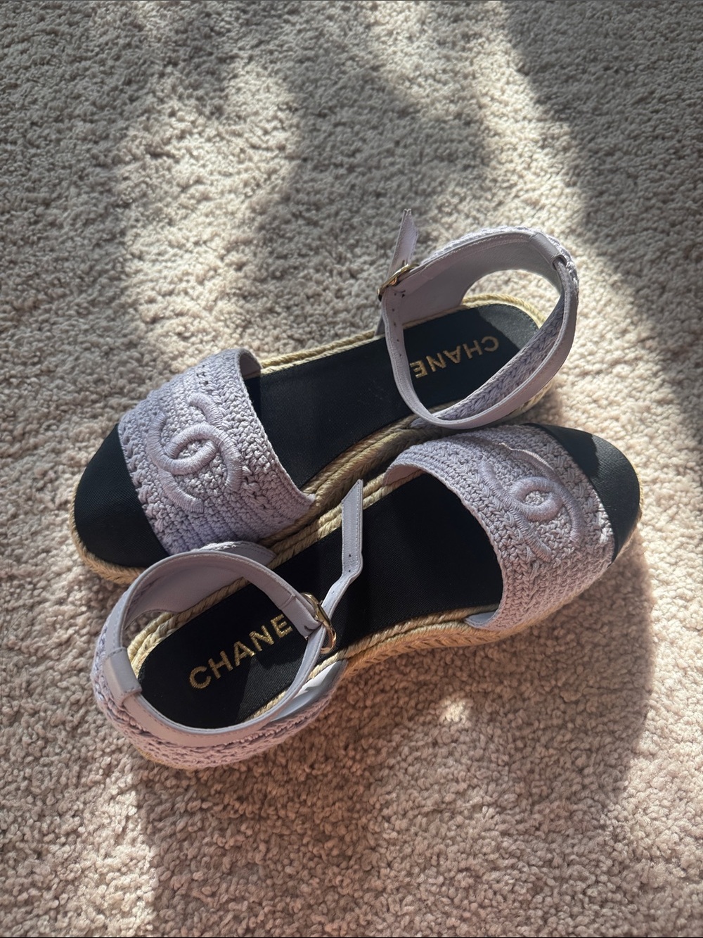NEW CHANEL Lavender Crochet Espadrille Sandals - Picture 8 of 8